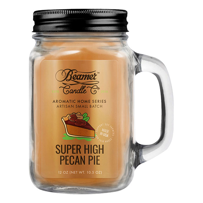 Super High Pecan Pie 12oz Glass Mason Jar Candle by Beamer Candle Co.