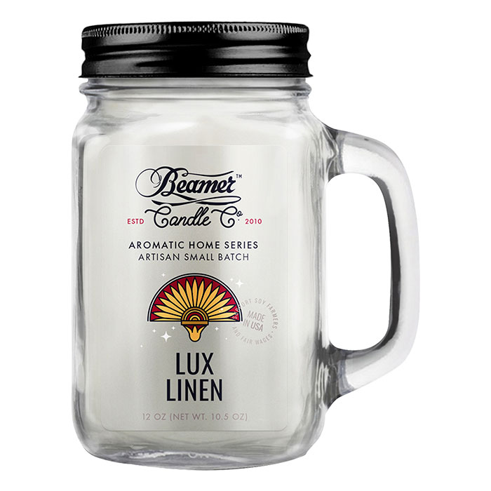 Lux Linen 12oz Glass Mason Jar Candle by Beamer Candle Co.