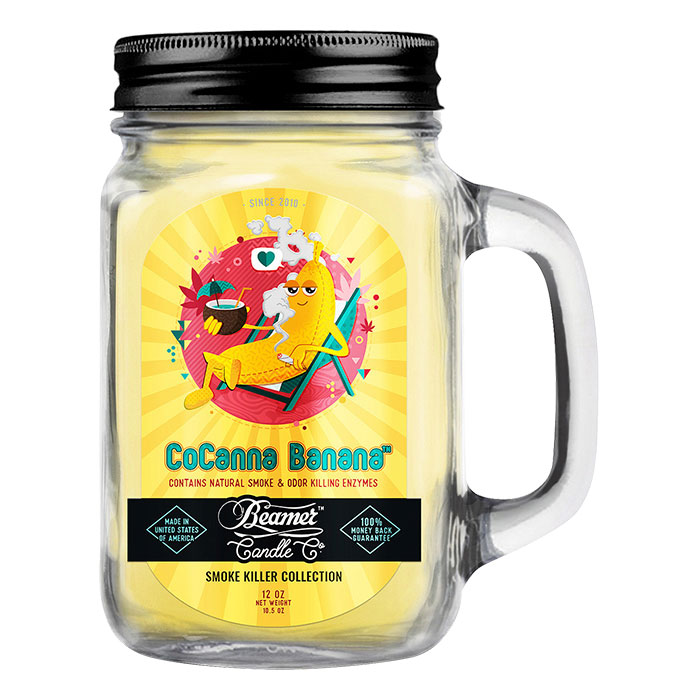 Cocanna Banana 12oz Glass Mason Jar Candle by Beamer Candle Co.