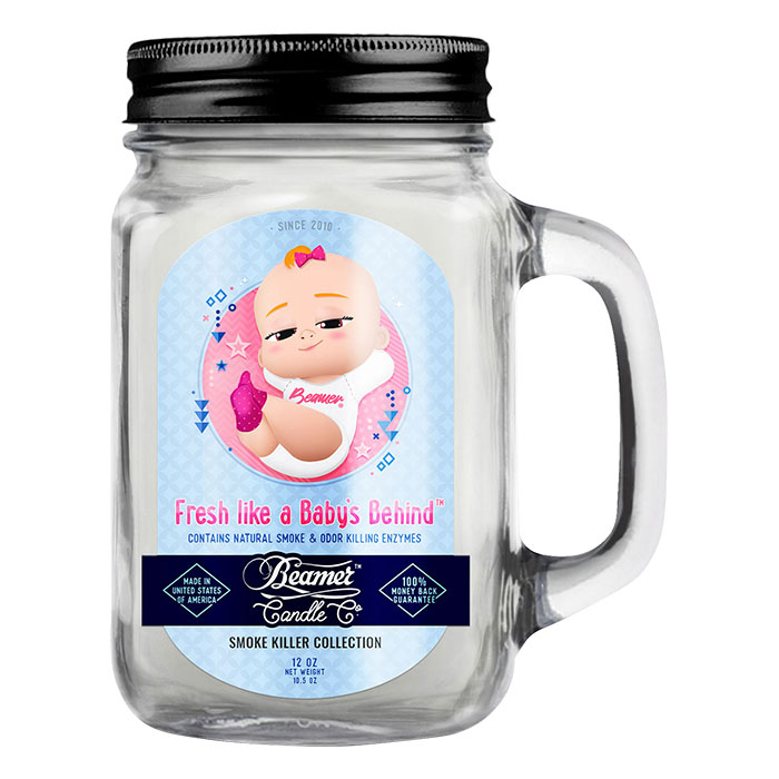 Fresh Like A Baby's Behind 12oz Glass Mason Jar Candle by Beamer Candle Co.