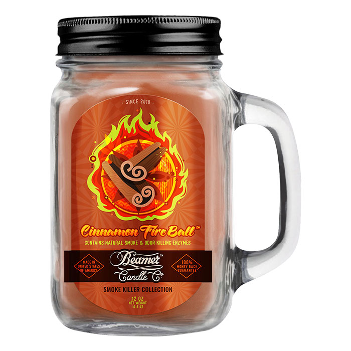 Cinnamon Fireball 12oz Glass Mason Jar Candle by Beamer Candle Co.