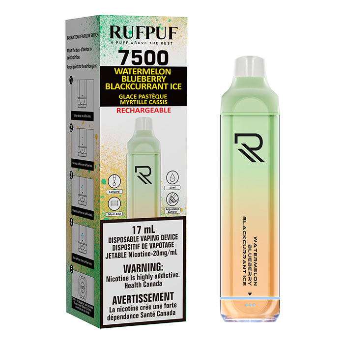 G Core RufPuf 7500 Puffs Watermelon Blueberry Blackcurrant Ice Disposable Vape
