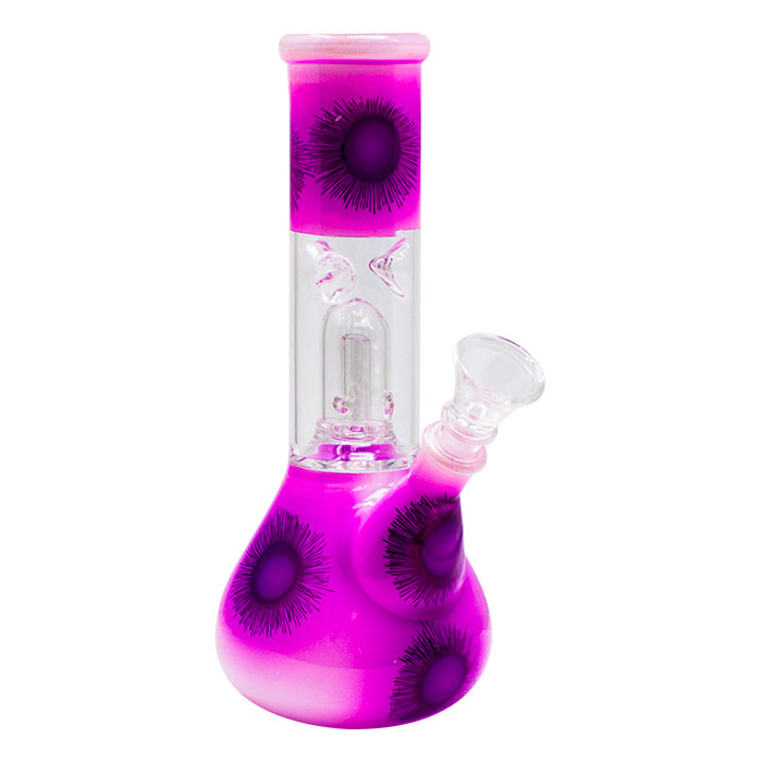 Orchid Color Floral Bell Percolator Glass Bong 8 Inches