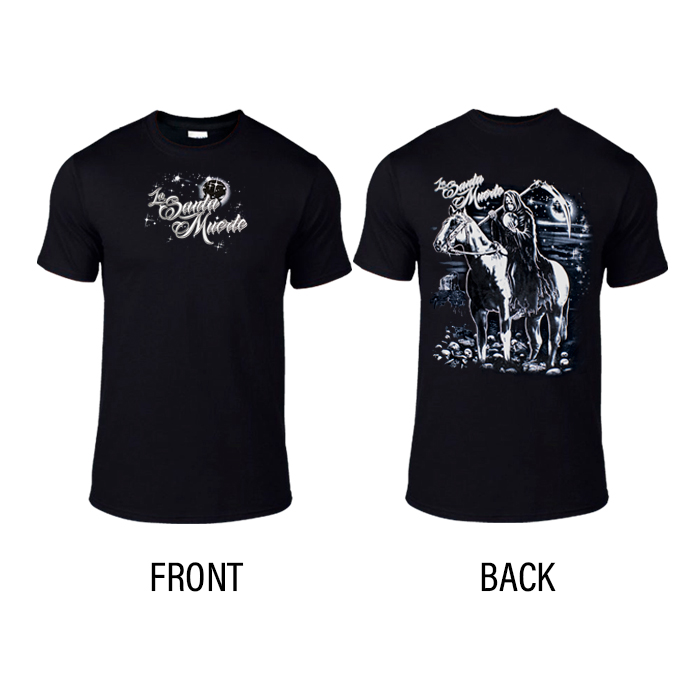 La Santa Muerte Unisex Both Side Printed Black T-Shirt