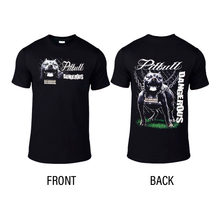 Team Pitbull Dangerous Unisex Both Side Printed Black T-Shirt