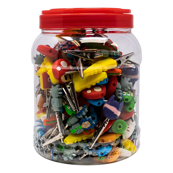 Assorted Silicone Character Roach Clips Jar of 150