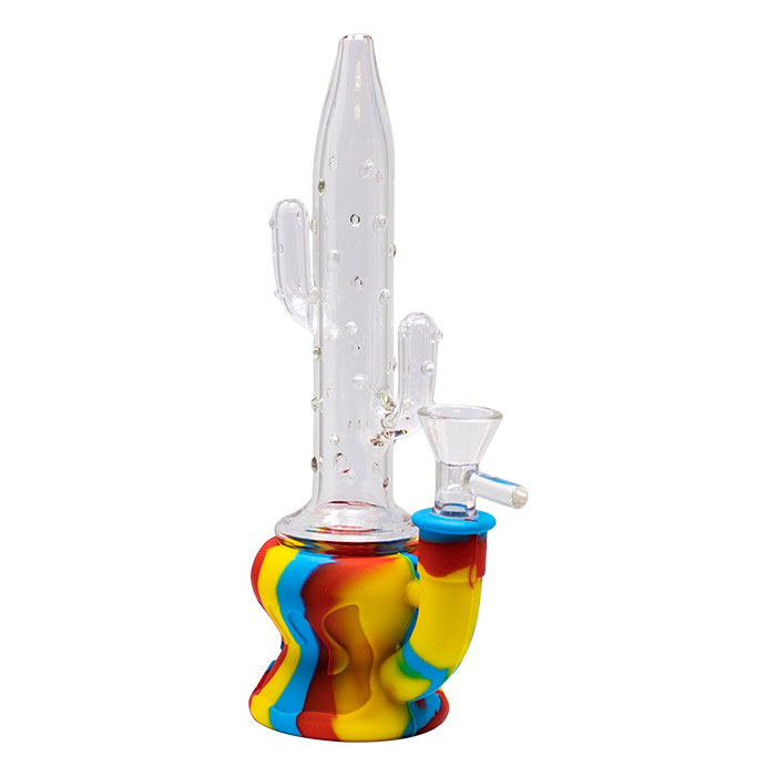 Yellow Cactus Style 9 Inches Silicone Glass Bong