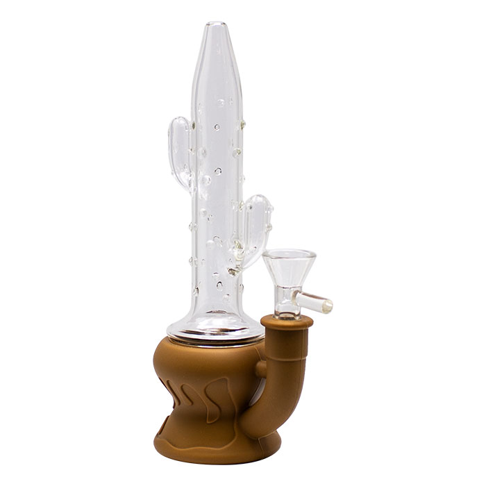 Brown Cactus Style 9 Inches Silicone Glass Bong