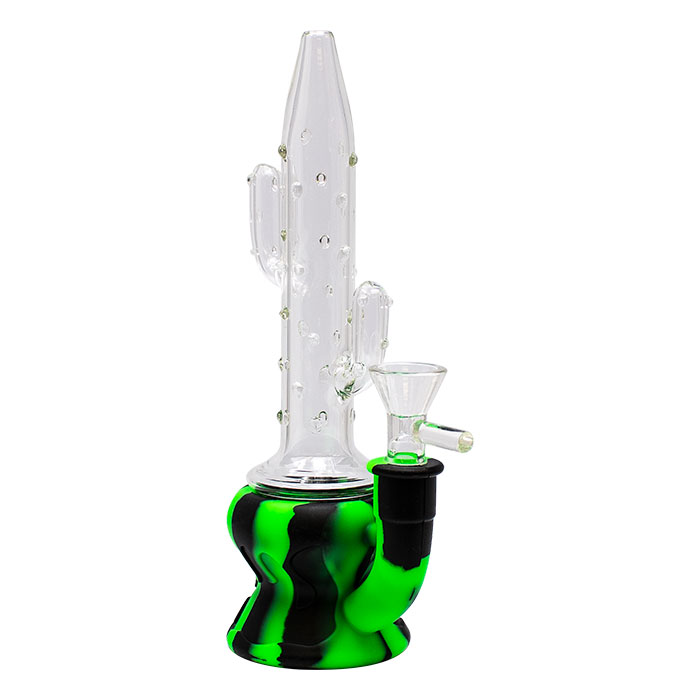 Black Cactus Style 9 Inches Silicone Glass Bong