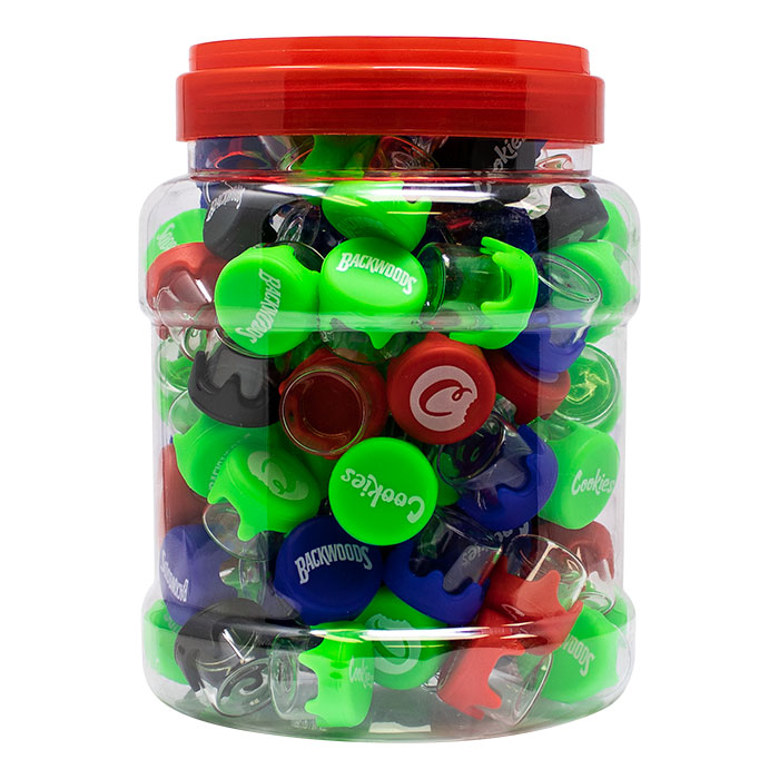 Assorted Round Shaped 26mm Glass Containers With Silicone Lid Jar of 100