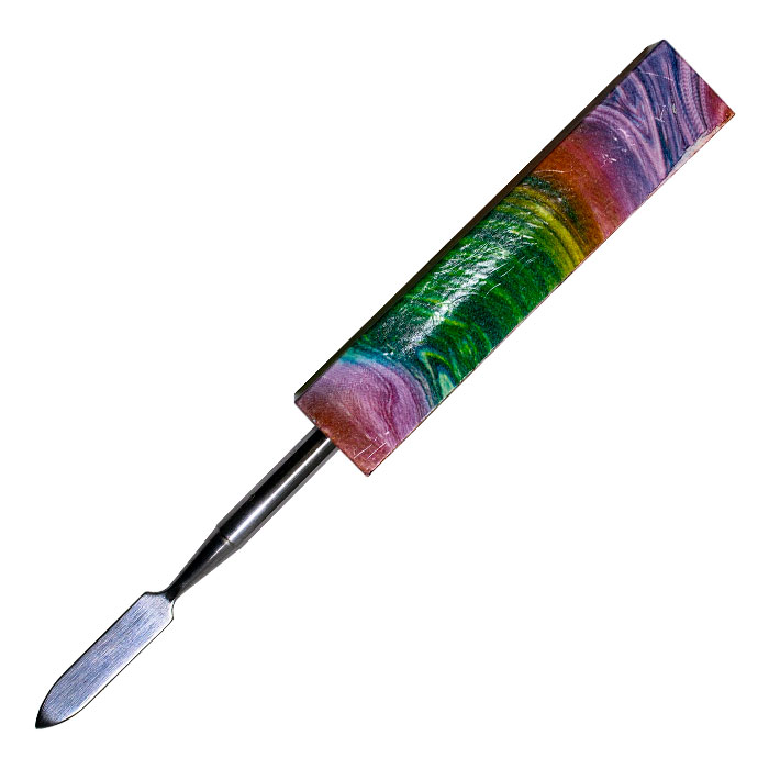 Rainbow Metal and Resin Dabbing Stick With Paddle Scooper
