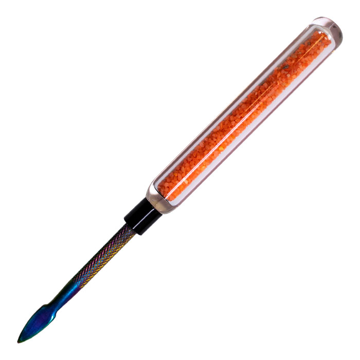 Orange Rock Glass Holder Metal Dabbing Stick With Rainbow Paddle Scoop