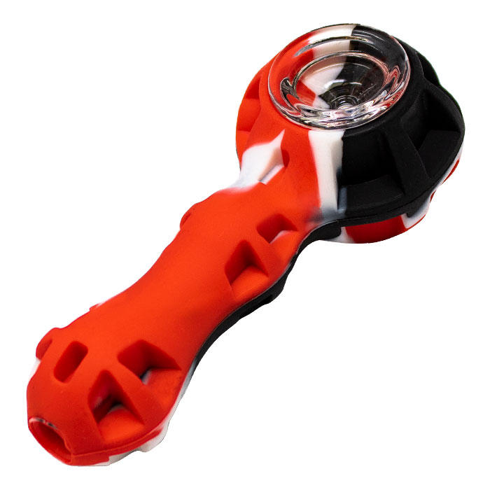 Red Silicone 4 Inches Hand Pipe With Bowl and Dabber