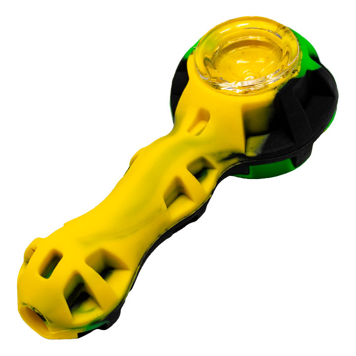 Yellow Silicone 4 Inches Hand Pipe With Bowl and Dabber