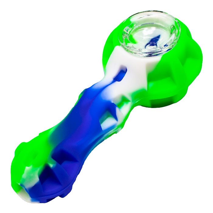 Blue Silicone 4 Inches Hand Pipe With Bowl and Dabber