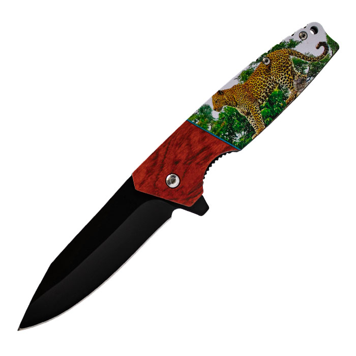 Leopard Design Foldable Pocket Knife
