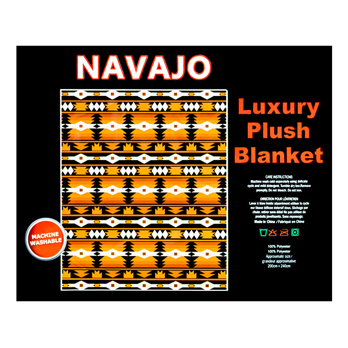 Navajo Orange Queen Size Plush Blanket
