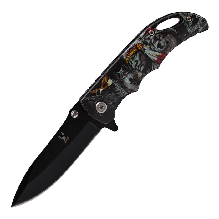 Wolf Black Foldable Pocket Knife