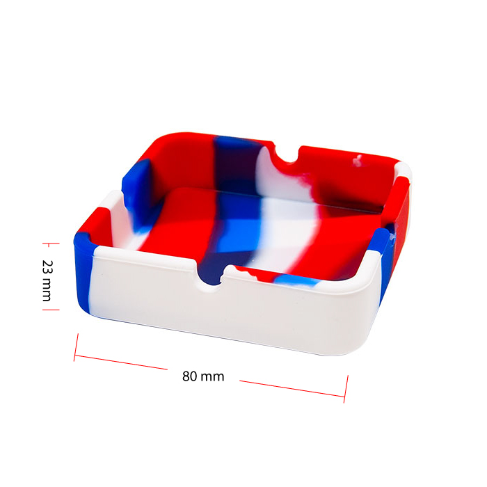 Red Square Shaped Silicone Ashtray