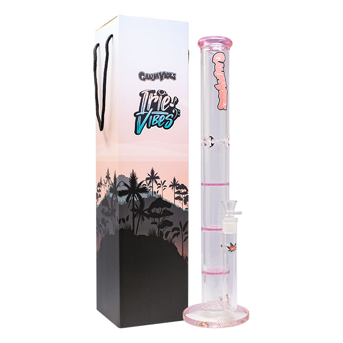 Pink Ganjavibes Honeycomb 20 Inches Three Disk Percolator Glass Bong By Irie Vibes Series