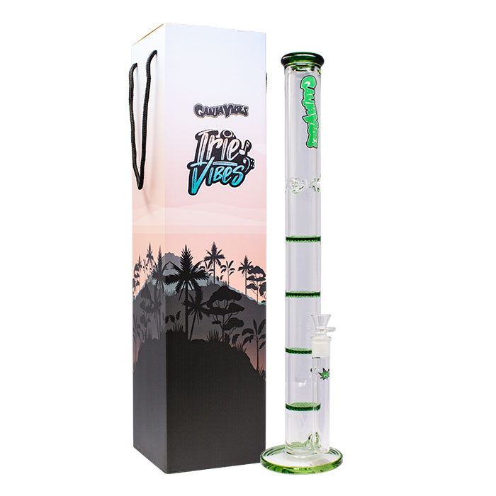 Green Ganjavibes Honeycomb 24 Inches Four Disk Percolator Glass Bong By Irie Vibes Series