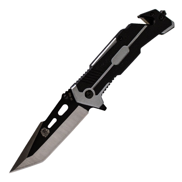 Lion's Knife Foldable Black Silver Pocket Knife