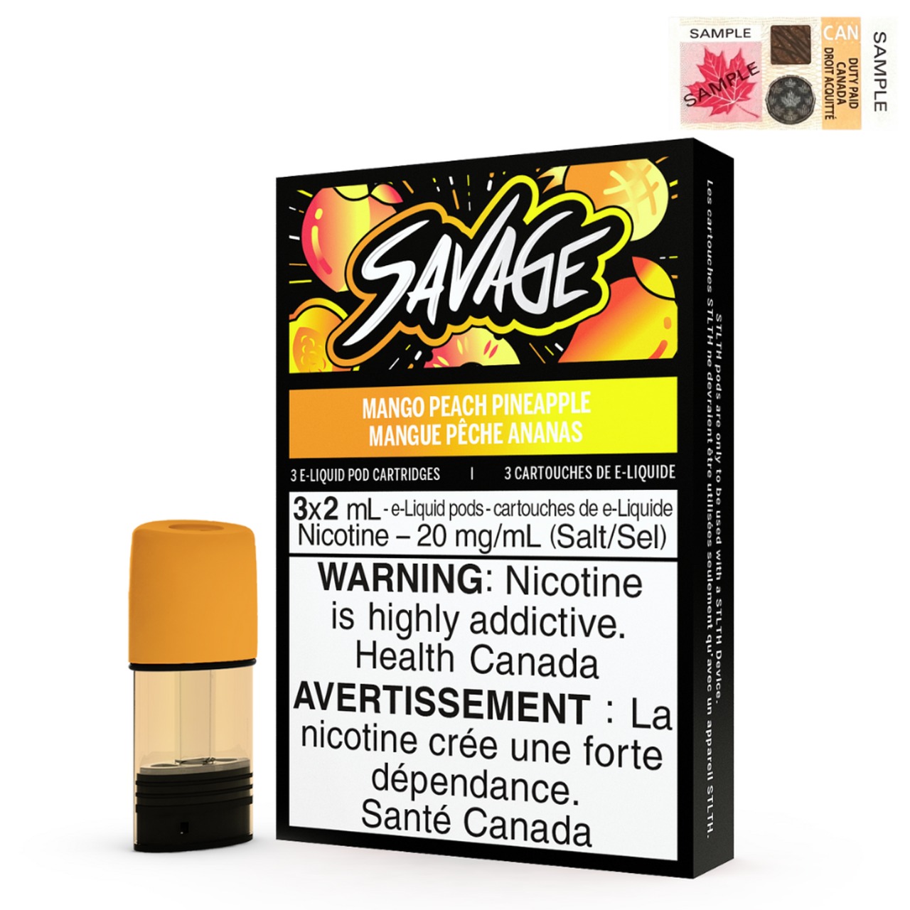 Mango Peach Pineapple (Stamped) STLTH Savage Pods Pack of 3 - B.C. Compliance