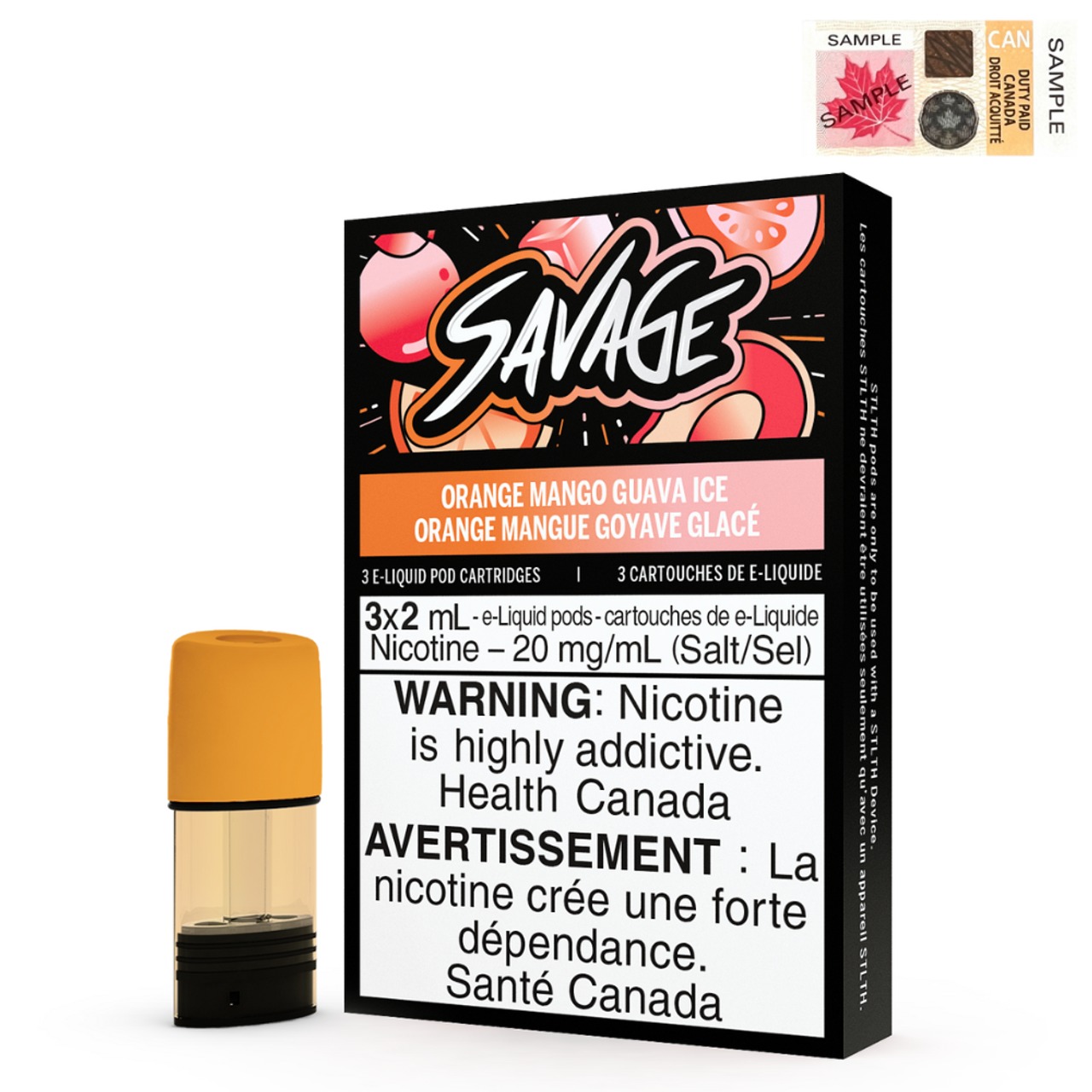 Orange Mango Guava Ice (Stamped) STLTH Savage Pods Pack of 3 - B.C. Compliance