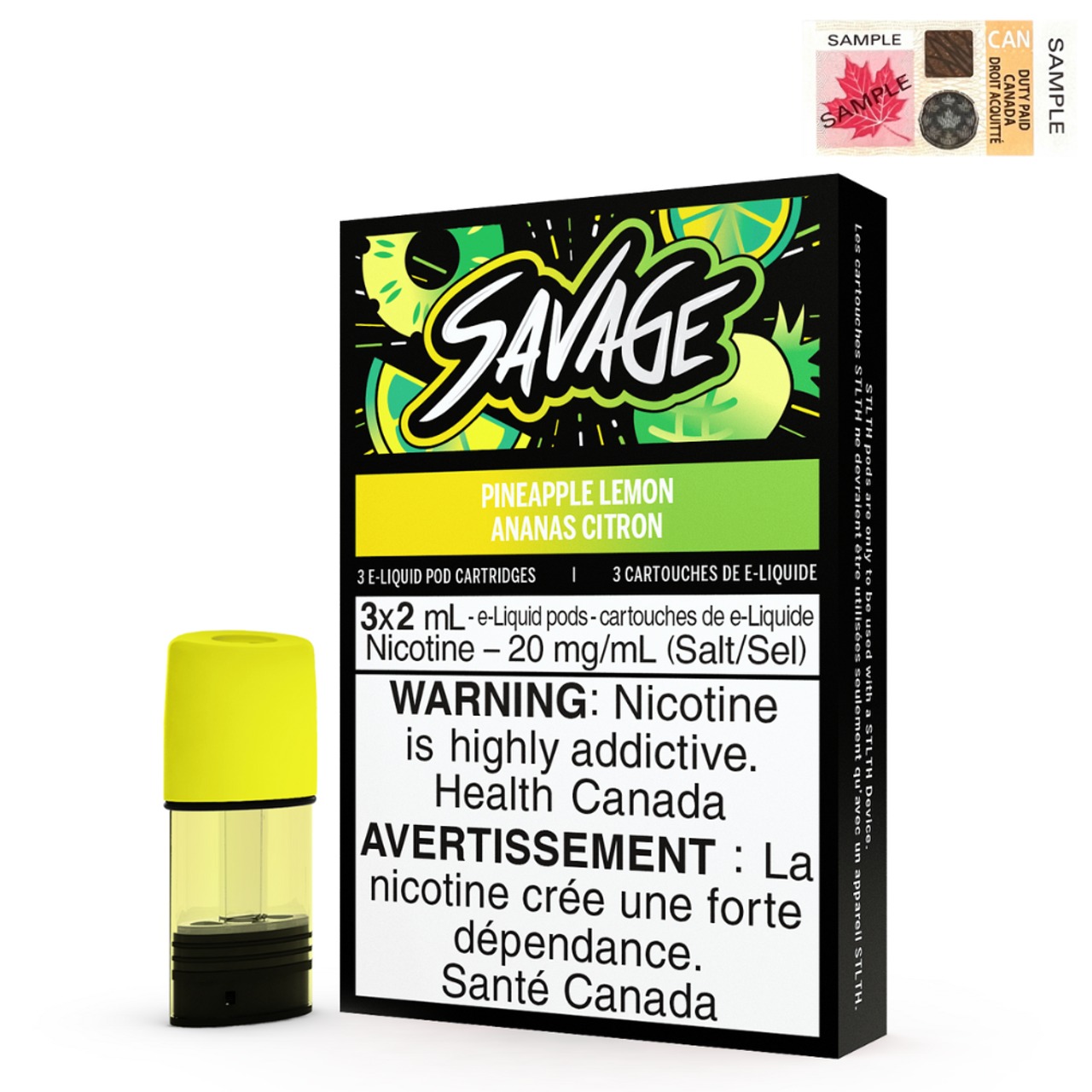 Pineapple Lemon (Stamped) STLTH Savage Pods Pack of 3 - B.C. Compliance