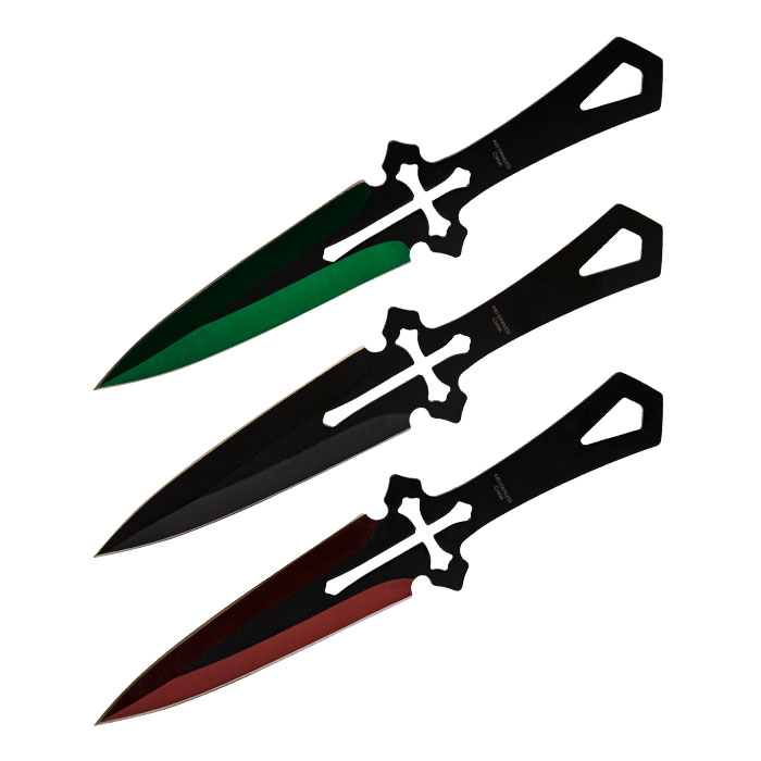 Assorted Color Throwing Knife Set Of 3