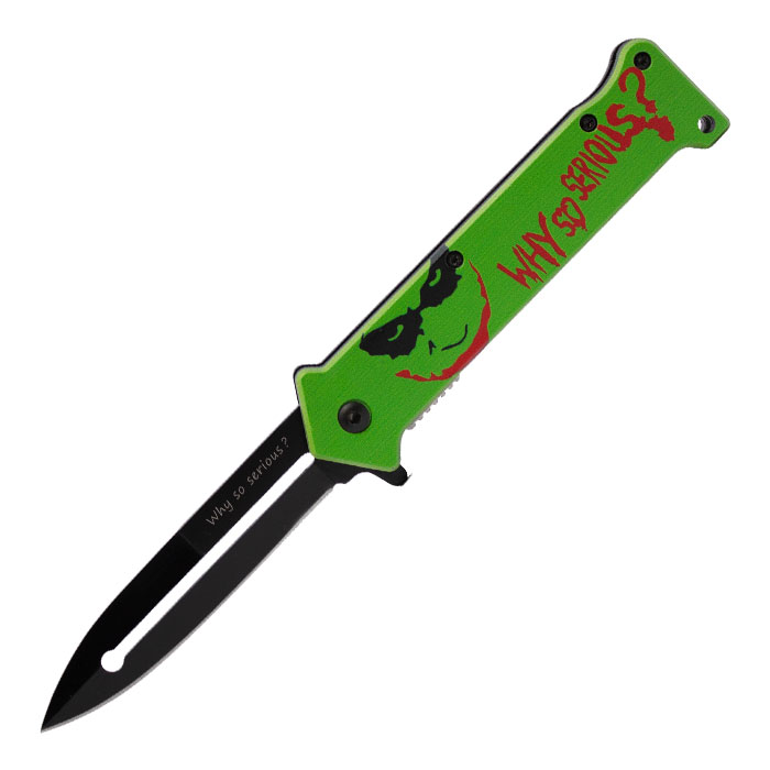 Green Joker Why So Serious Foldable Pocket Knife