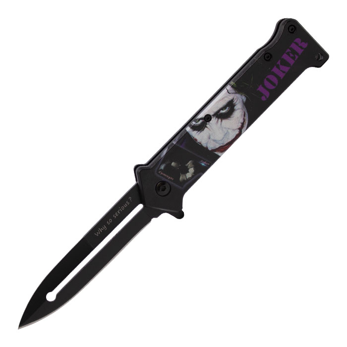 Purple Why So Serious Joker Foldable Pocket Knife