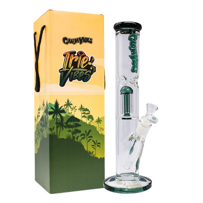 Teal Ganjavibes Single Tree Percolator 14 Inches Glass Bong By Irie Vibes