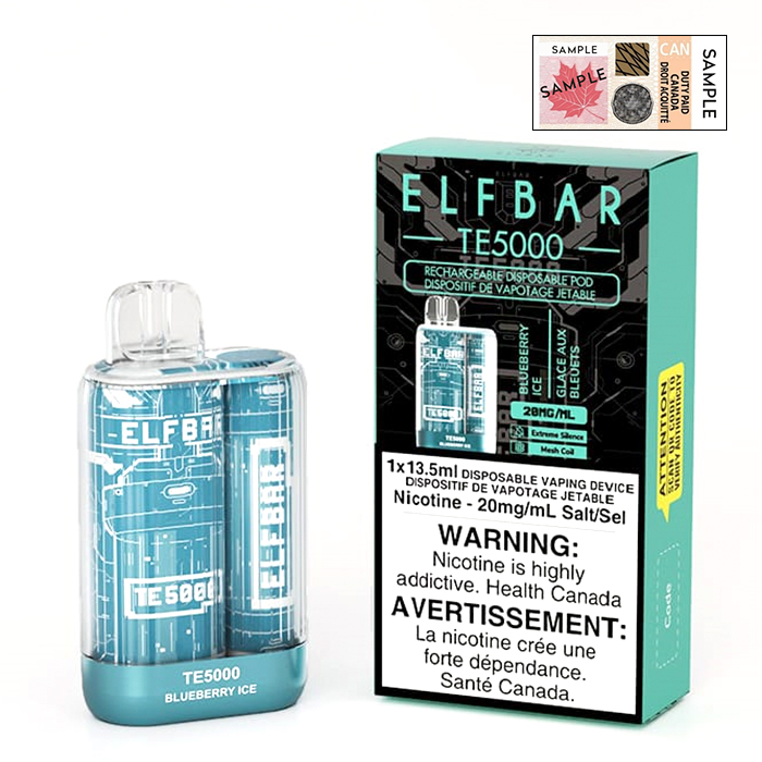 Bulk (Stamped) Blueberry Ice Elfbar Te5000 Rechargeable 5000 Puffs ...