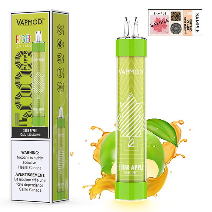 (Stamped) Sour Apple Vapmod 5000 Puffs Rechargeable Disposable Vape Ct 10