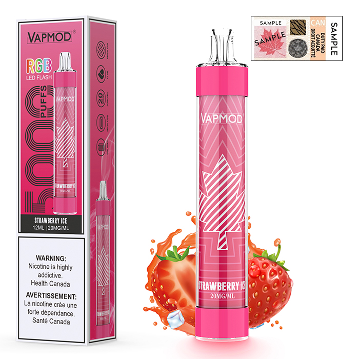 (Stamped) Strawberry Ice Vapmod 5000 Puffs Rechargeable Disposable Vape Ct 10