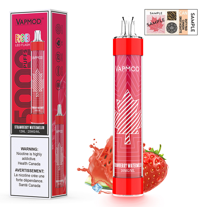 (Stamped) Strawberry Watermelon Vapmod 5000 Puffs Rechargeable Disposable Vape Ct 10