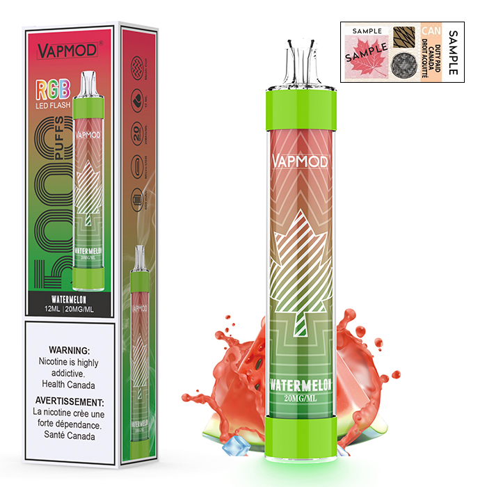 (Stamped) Watermelon Vapmod 5000 Puffs Rechargeable Disposable Vape Ct 10