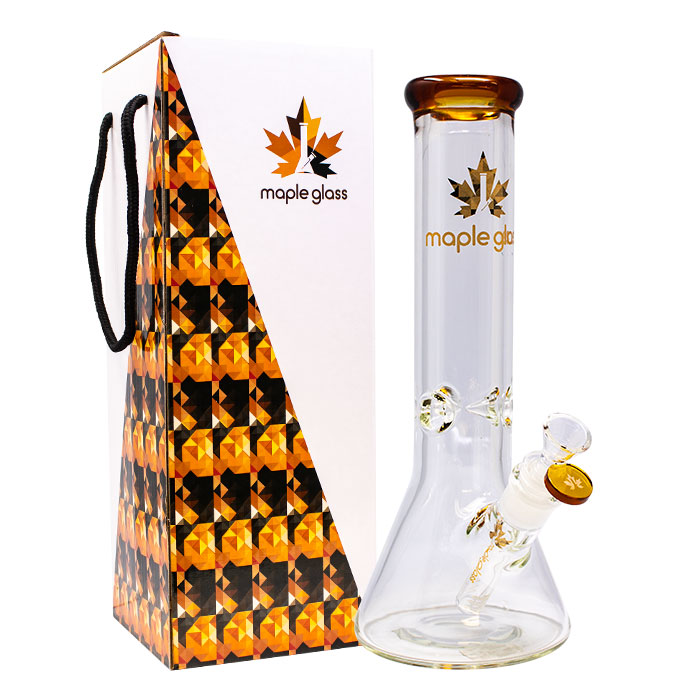 Maple Glass Gold Ice Catcher 12 Inches Glass Bong
