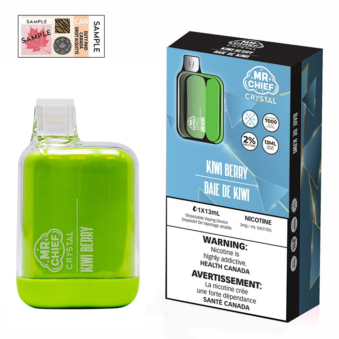 (Stamped) Crystal Kiwi Berry 7000 Puffs Disposable Vape By Mr. Chief Ct 10