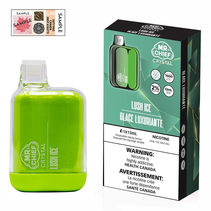 (Stamped) Crystal Lush Ice 7000 Puffs Disposable Vape By Mr. Chief Ct 10