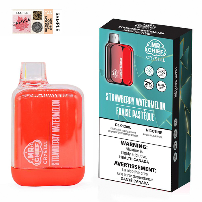 (Stamped) Crystal Strawberry Watermelon 7000 Puffs Disposable Vape By Mr. Chief Ct 10
