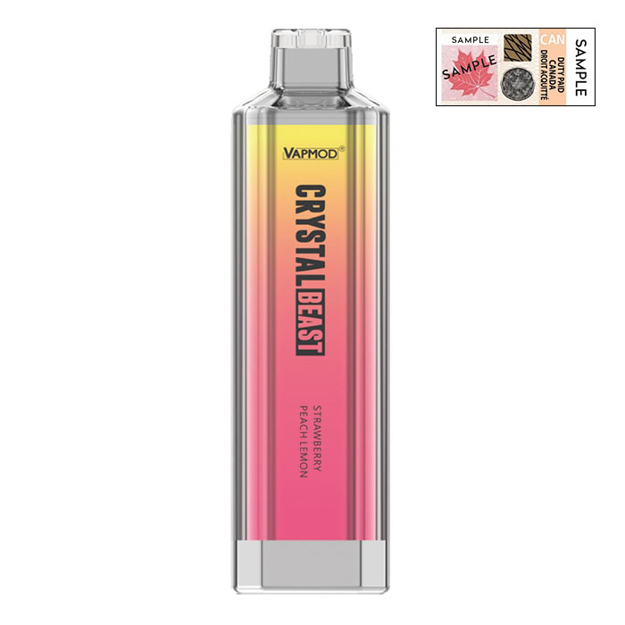 (Stamped) Strawberry Peach lemon Crystal Beast 5000 Puffs Disposable Vape By Vapmod Ct 10