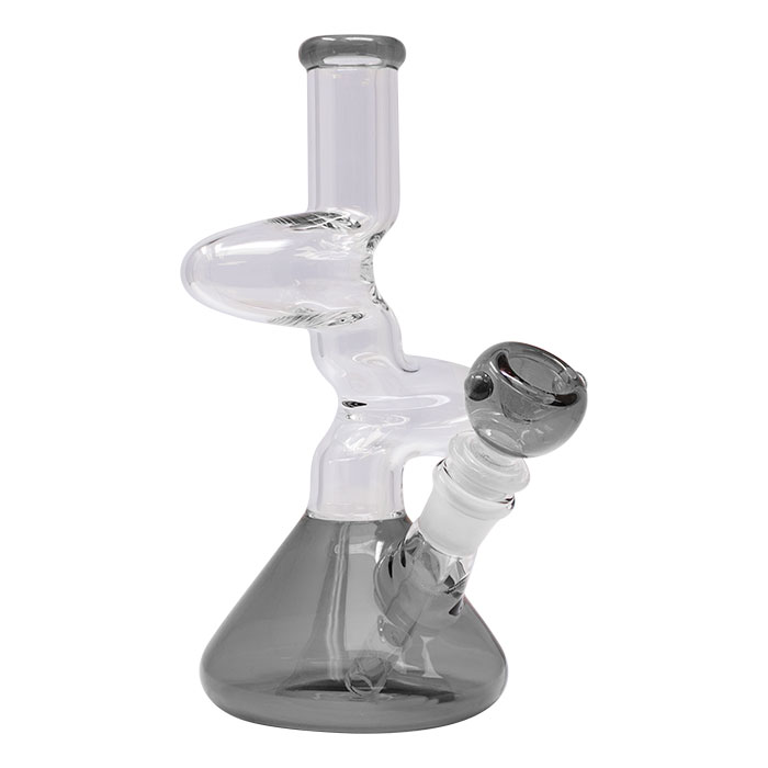 Grey 8 Inches Double Zong Bong With Bowl