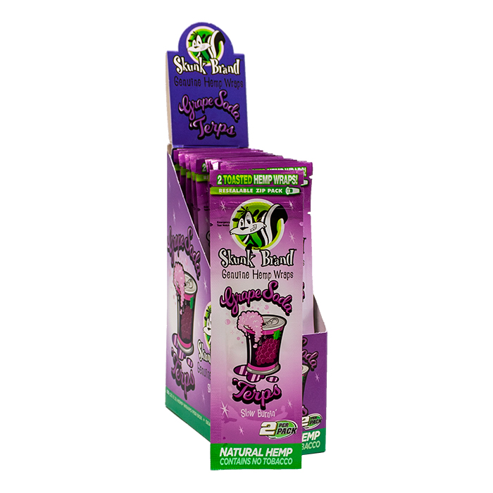 Grape Soda Skunk Brand Terp Infused Hemp Wraps Display Of 25