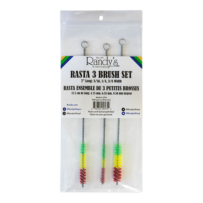 Randy's 7 Inches Rasta Color Cleaning Brush Set Of 3