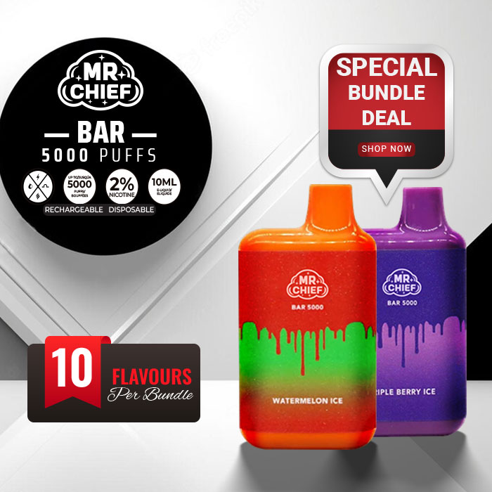 Mr. Chief Bar 5000 Puffs Disposable Vape Bundle of 10 Different Flavors