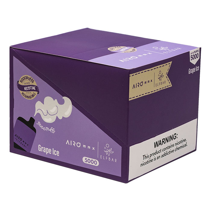 Grape Ice 5000 Puffs Elfbar Airo Max Disposable Vape Ct 10