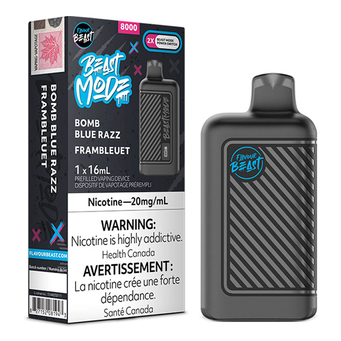(Stamped) Bomb Blue Razz Flavour Beast Mode 8000 Puffs Disposable Vape Ct 5