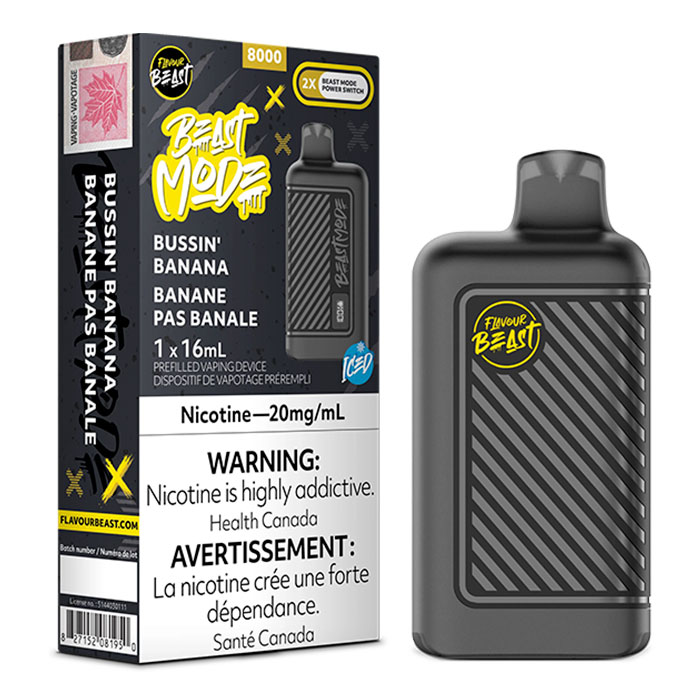 (Stamped) Bussin Banana Flavour Beast Mode 8000 Puffs Disposable Vape Ct 5